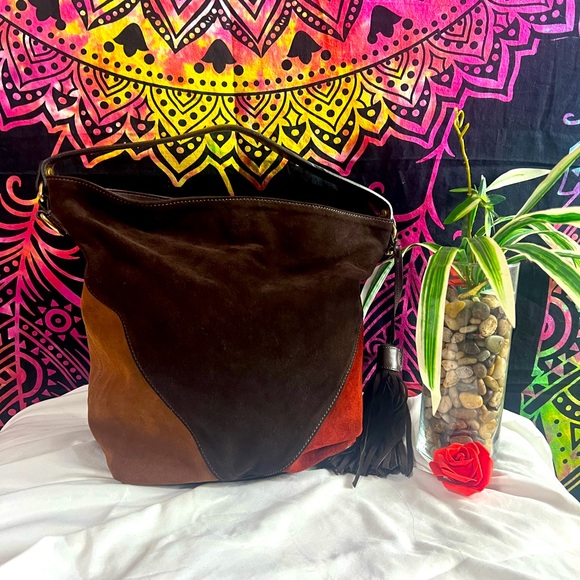 My choice Suede Italian Leather Shoulder Hobo Handbag Italy. - Picture 1 of 6
